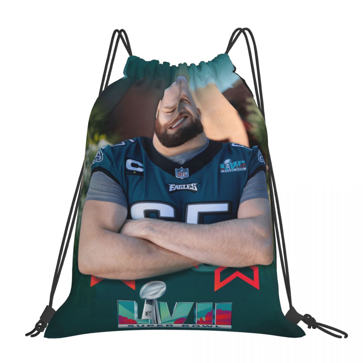 Philadelphia Eagles Lane Johnson Drawstring Bags for School Gym