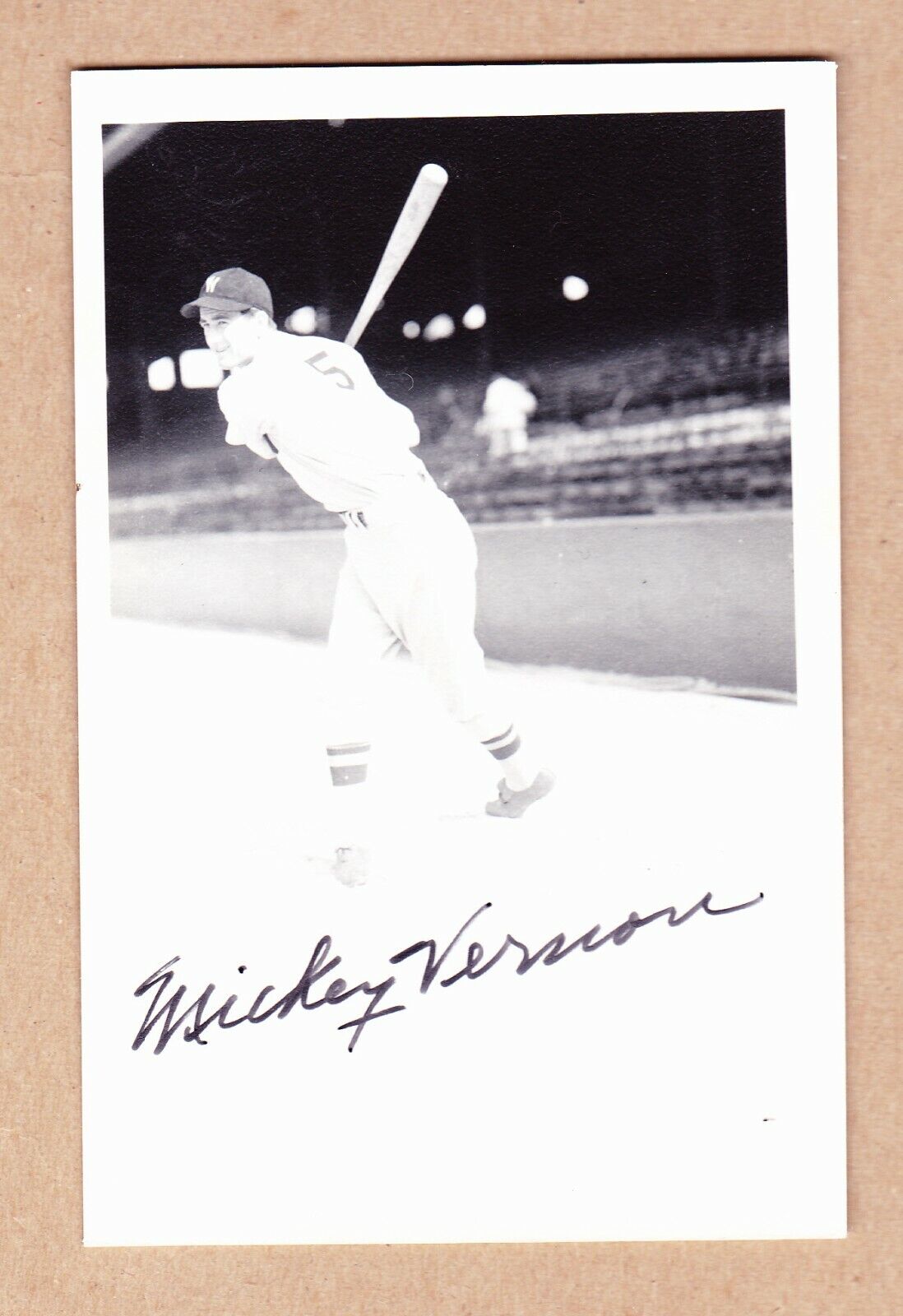 Mickey Vernon 3.5 x 5 inch Washington Senators vintage Photo Poster painting BW postcard #1