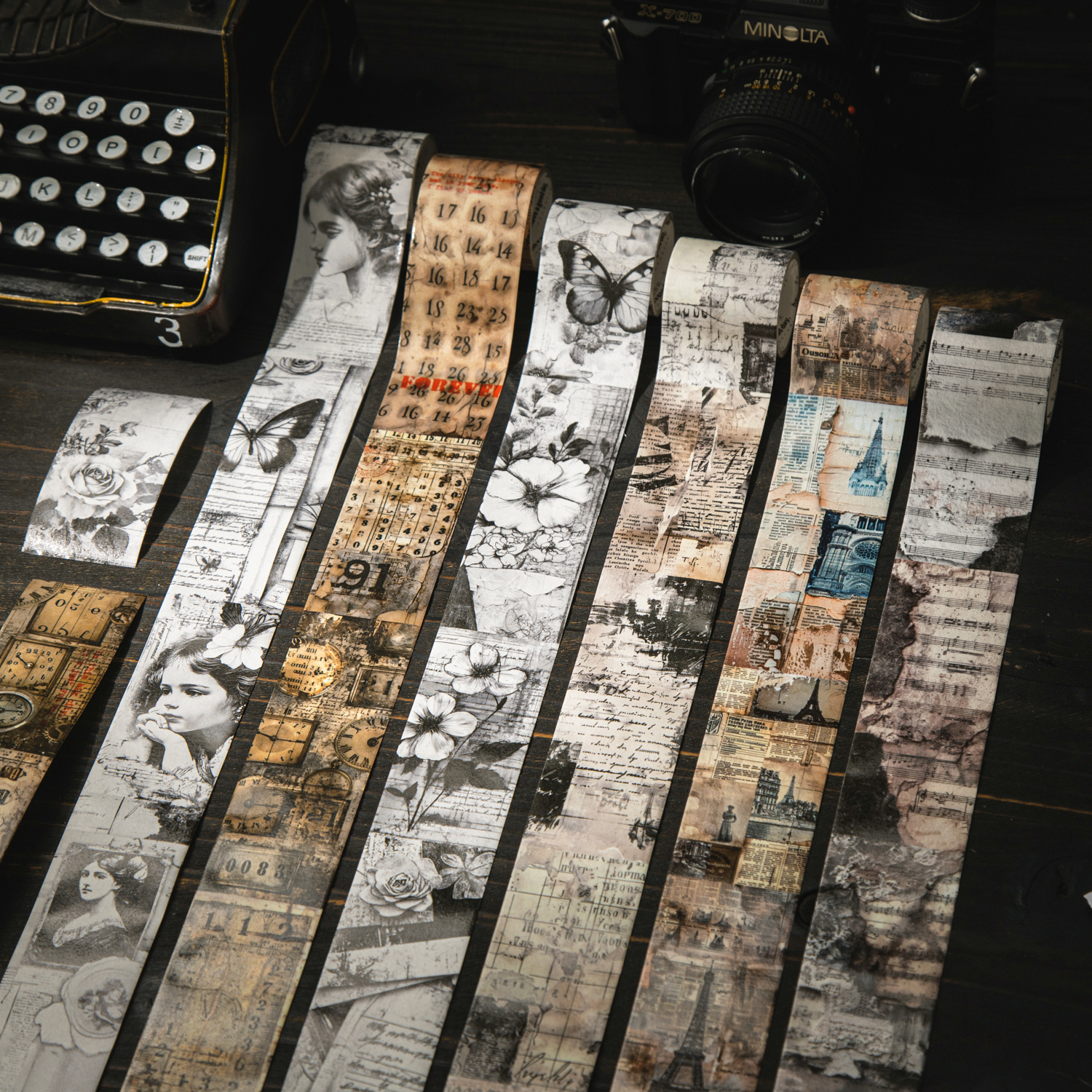 와시 테이프 - 40mm*200cm 책 페이지 스크롤 시리즈 빈티지 캐릭터 꽃