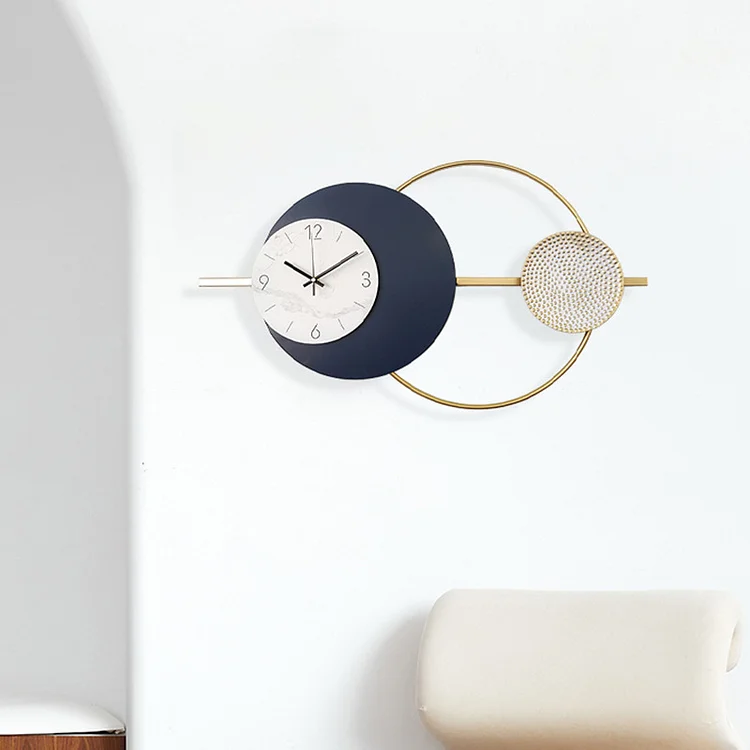 Homemys Modern Simple Metal Round Wall Clock Home Wall Decorative Art