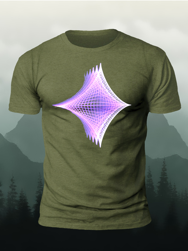 Men's Grid Four-Angle Star Printed Short Sleeve T-shirt