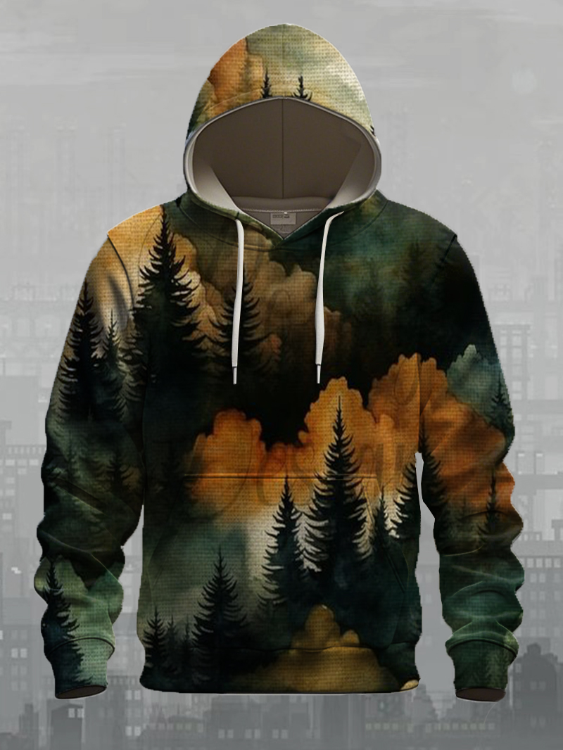 Men's Dark Forest Print Hoodie
