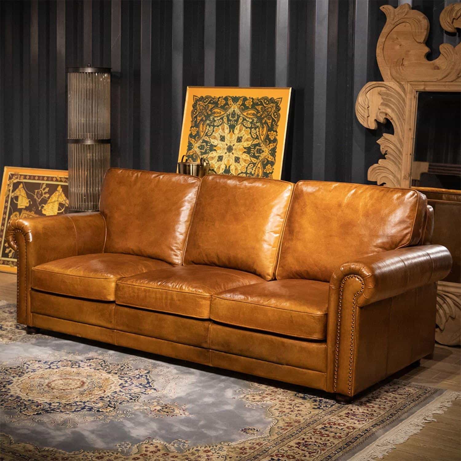 American Heritage Sleeper Leather Sofa