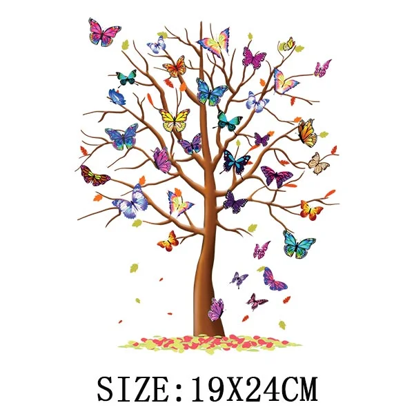 Beautiful Tree Thermal Stickers On T-shirt DIY Washable Iron On Transfer For Clothing Pretty Design On Woman Clothes Patch Decor