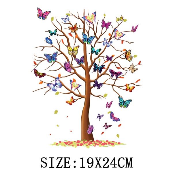 Beautiful Tree Thermal Stickers On T-shirt DIY Washable Iron On Transfer For Clothing Pretty Design On Woman Clothes Patch Decor