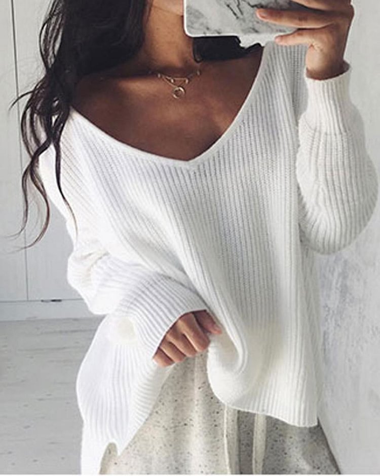 Chunky Knit Split Hem High Low Drop Shoulder Sweater - Shop Trendy Women's Clothing | LoverChic