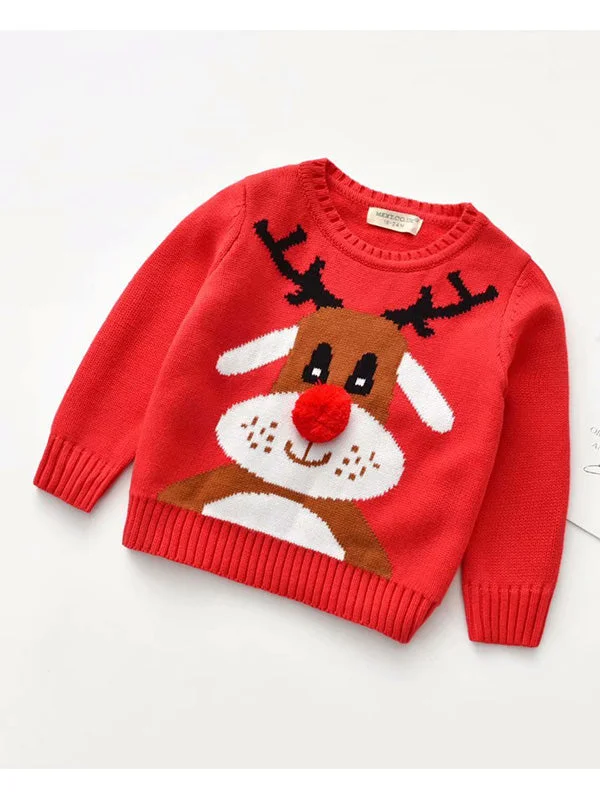 Crewneck Reindeer Christmas Jumpers Kids-elleschic