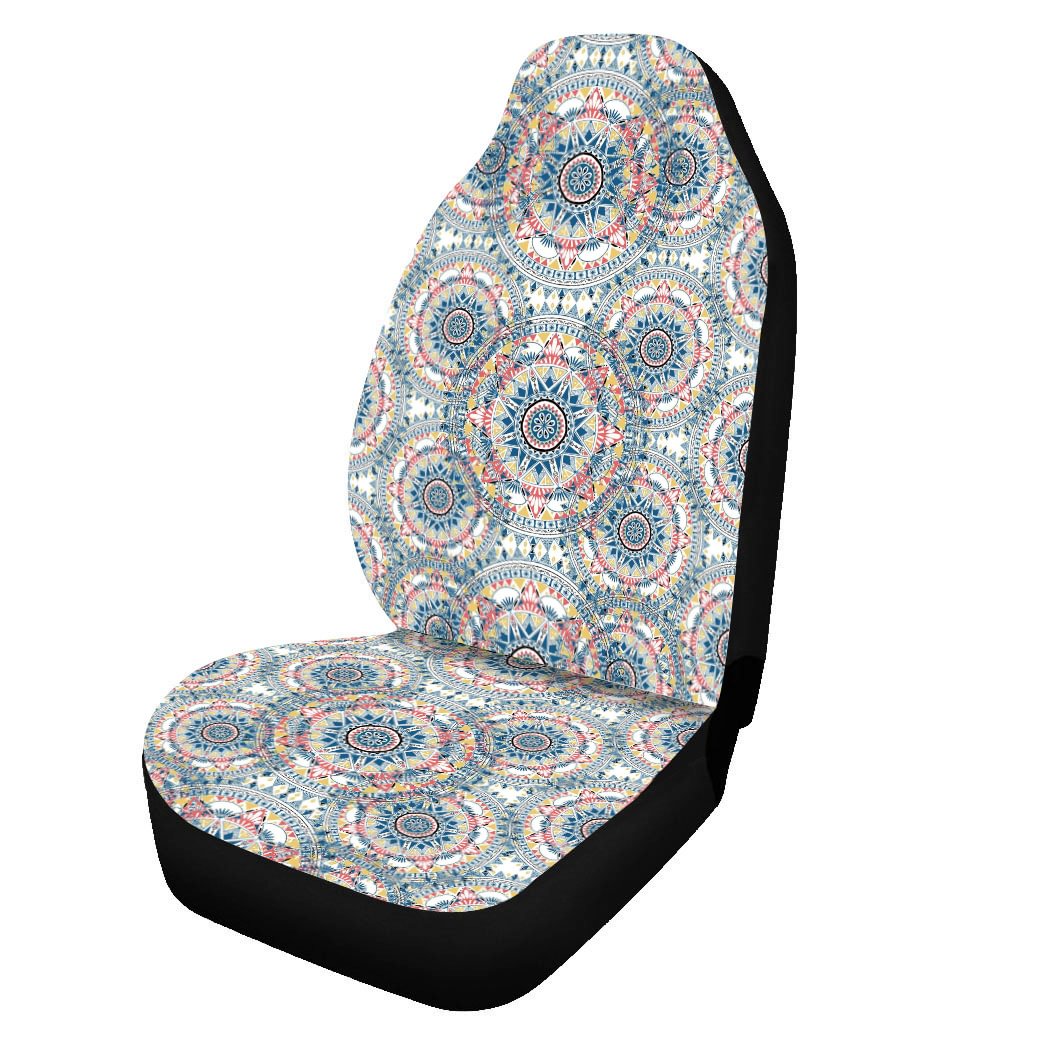 Mandala Printed Front Car Seat Covers. Protector Car Mat Covers, Fit Most Vehicle, Cars, Sedan, Truck, SUV, Van