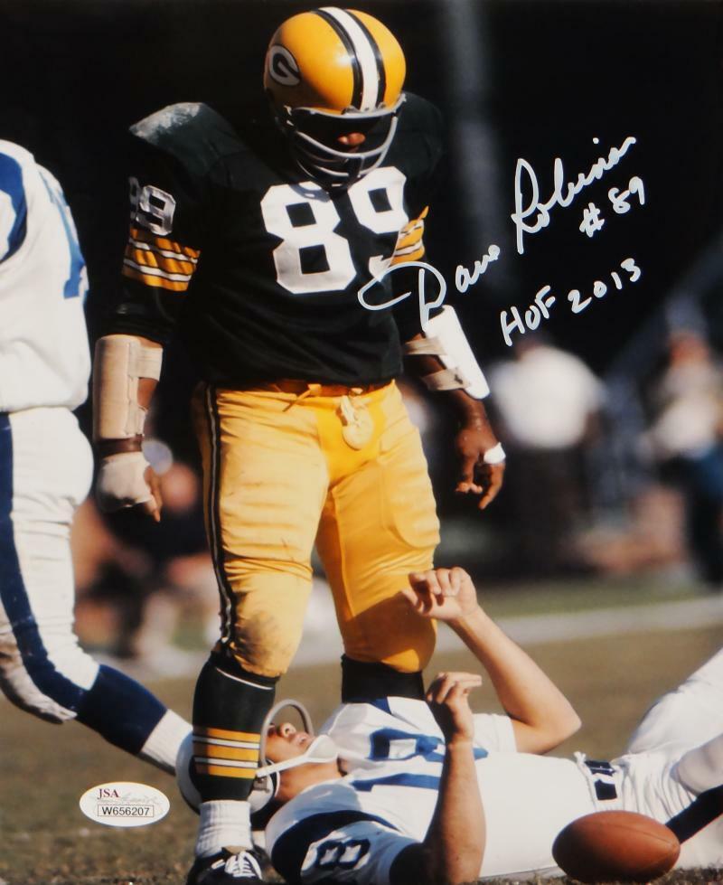 Dave Robinson Signed Packers 8x10 Standing Over Player Photo Poster painting W/HOF- JSA W Auth