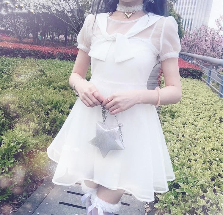 [Reservation] White/Black Sweet Tulle Dress SP179540