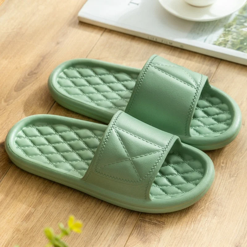 2021 New Women Summer Slippers Thick Bottom Indoor Home Slides House Bathroom Non-Slip Soft Massage Sole Cool Slippers