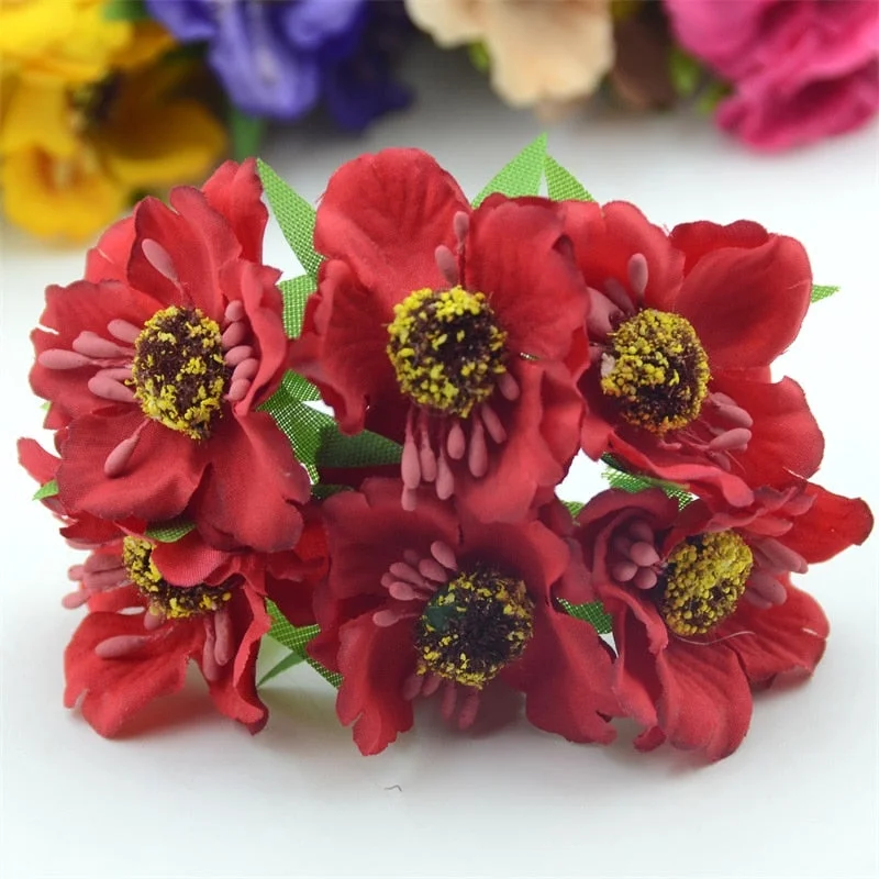 6pcs/lot Real Touch Hight Small Grade Artificial Poppy Bouquet Wedding Silk Rose Flowers For DIY Wedding Wreath Decoration