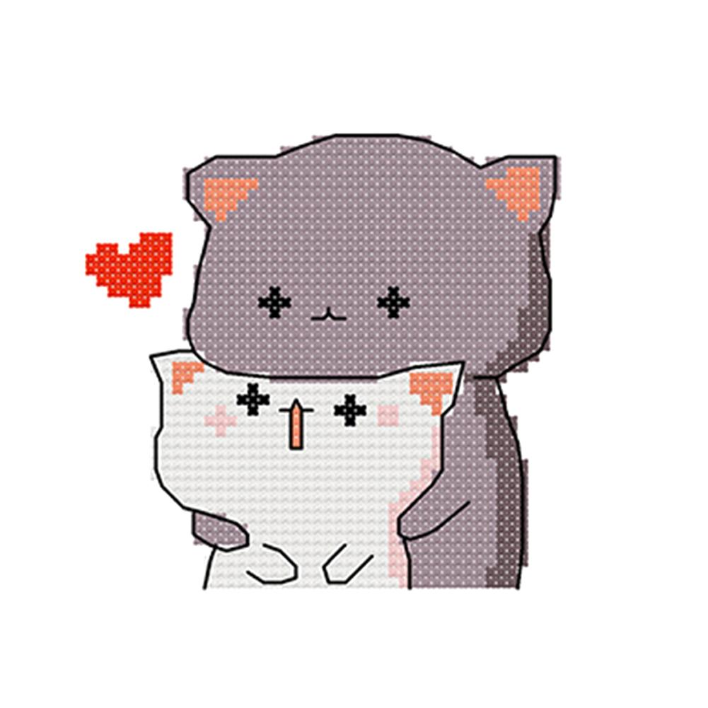 

Couple Cat - 11CT Stamped Cross Stitch - 25*20CM, 501 Original