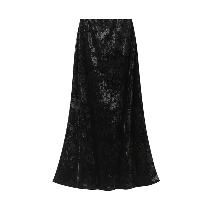 Nigikala Nigikala Velvet Dress Women Autumn And Winter New Korean Version Of High-Waist A Skirt In The Long-Term Slim Stumbling Skirt 0517