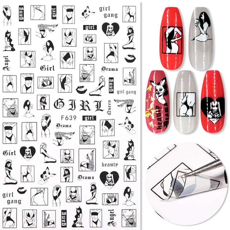 2021 New 3D Nail Art Sticker English Letter Stickers For Nail Foil Love Heart Design Nails Accessories Fashion Manicures Sticker