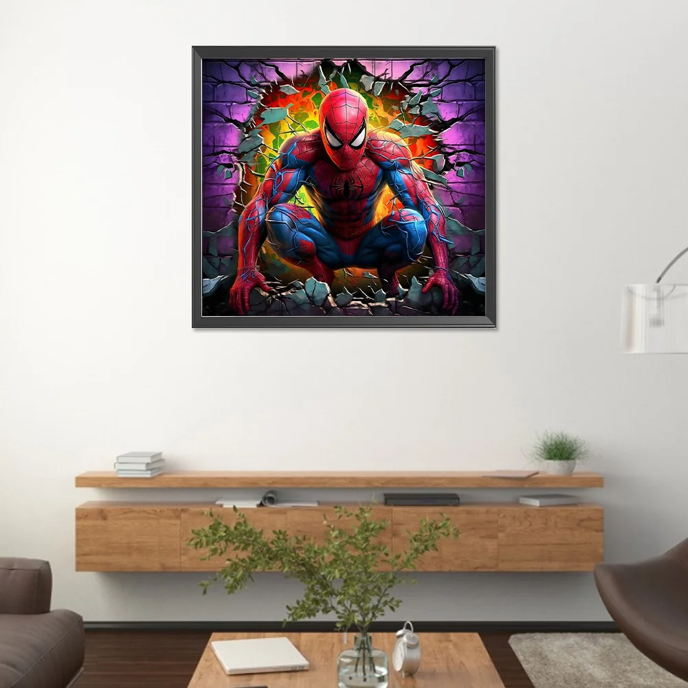 Superhero In Action Spiderman 55*50CM(Canvas) Full Round Drill Diamond  Painting