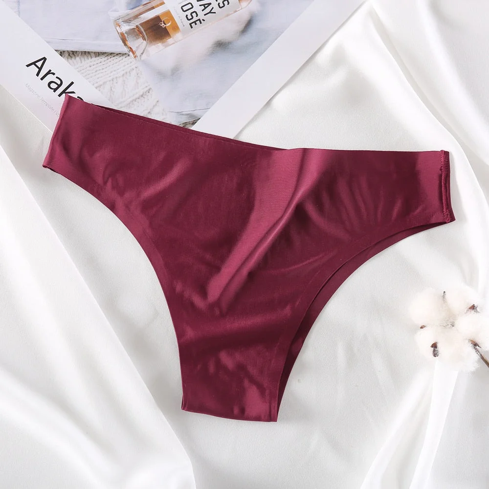 Women Underwear Invisible Seamless Panties Sexy Lingerie Female Underpants Briefs Ice Silk Ultra-thin Solid Color Pantys M-XL