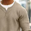 Men's Vintage Waffle Crew Neck Fake Two-Piece Long Sleeve T-shirt by Inlyline