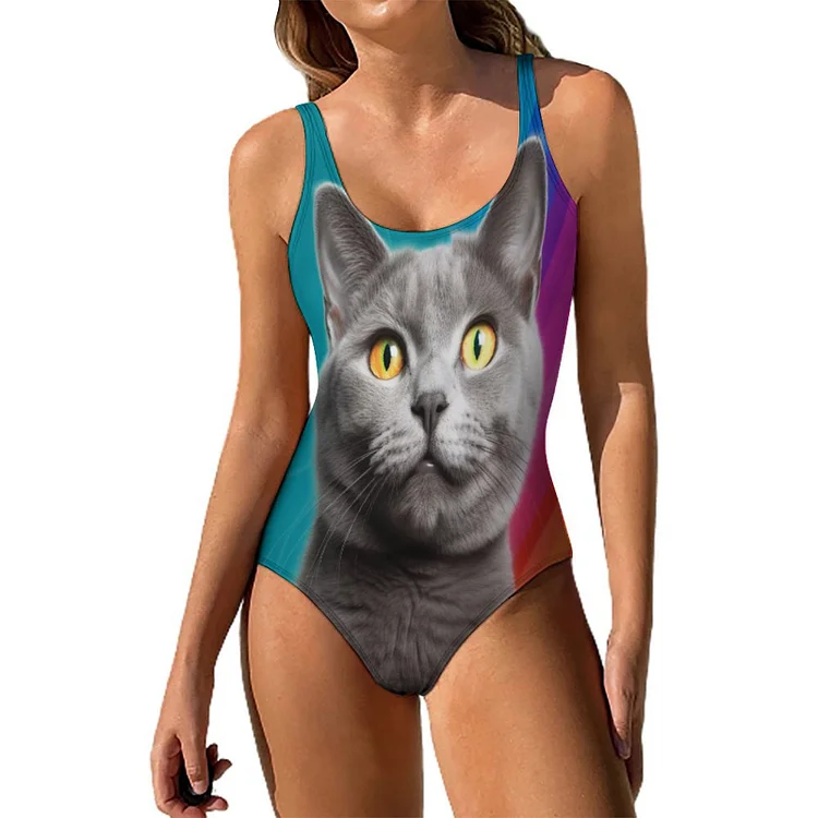 One-piece Swimsuit RAINBOW CAT customized, personalized, gift