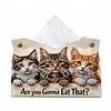DIY Diamond Art Tissue Box Holder Cat PU Leather Diamond Art Desktop Organizer Resin Rhinestone Storage Organizers Gem Art Home Office Decor Craft Gift for Women