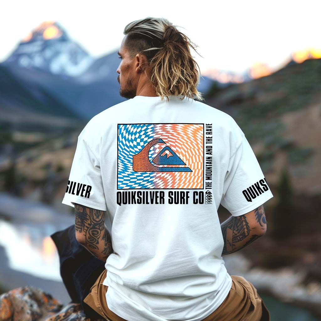 Men's Vintage Surf Print Beach Daily Crew Neck Short Sleeve T-Shirt