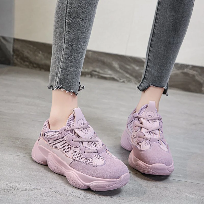 Stylish Brand Chunky Sneakers Women Fashion 2021 Trend Purple Summer Shoes Outdoor Jogging Sneakers Mesh Breathable Casual Shoes