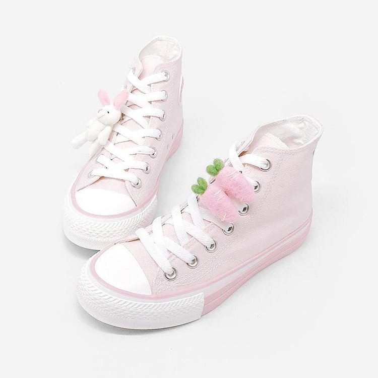 Kawaii Pink Rabbit And Carrot Canvas Shoes SP14807