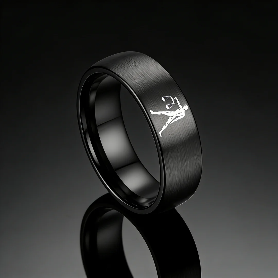 Black Libra Couples Dome Tungsten Carbide Rings Prints Laser Design Domed Top Tungsten Wedding Bands 4MM 6MM 8MM