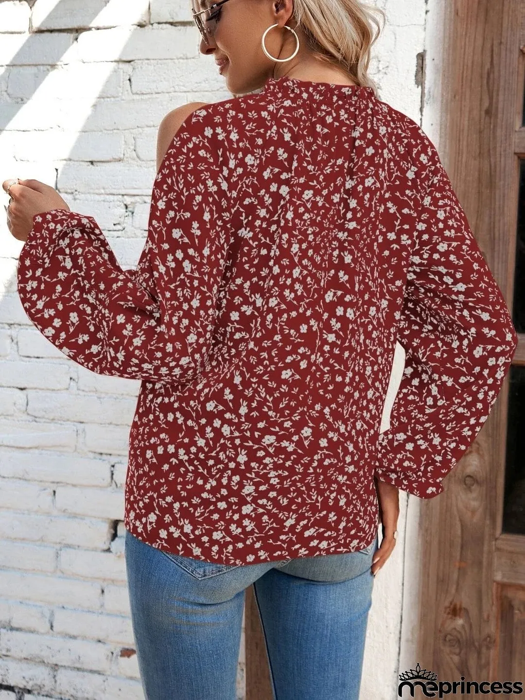 Floral Cold-Shoulder Blouse