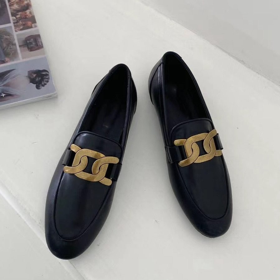Comemore Women Flat Shoes Spring Fashion Female Slip on Loafers Moccasin Summer Casual British Office Luxury Shoes Woman Black