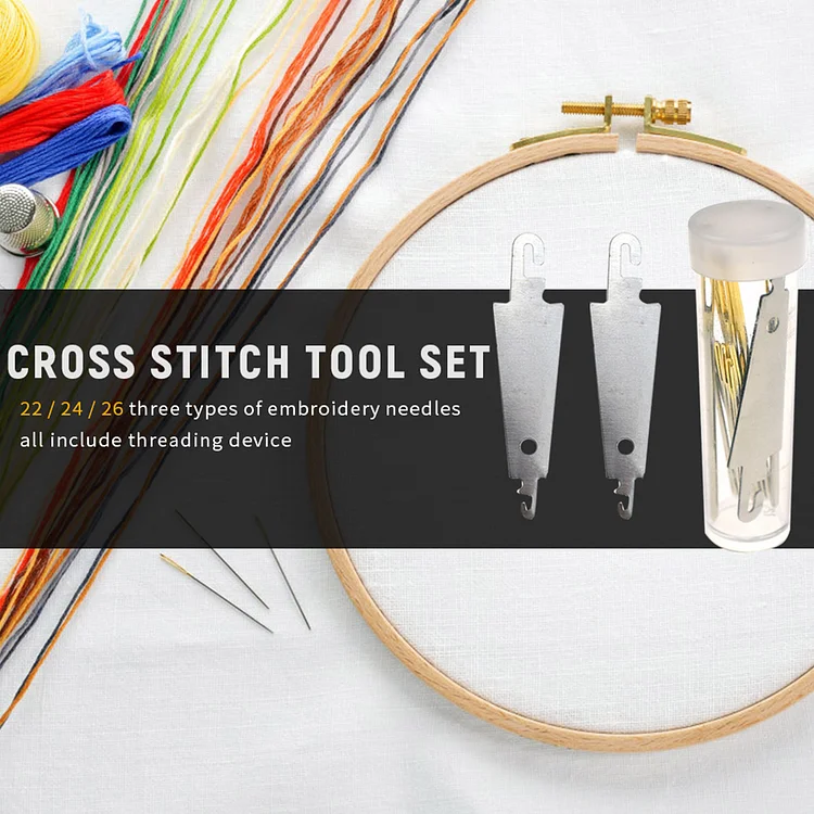 Spring - 40PCS Sewing Needles 24/26 Large Eye Cross Stitch Needles with 2  Needle Threader