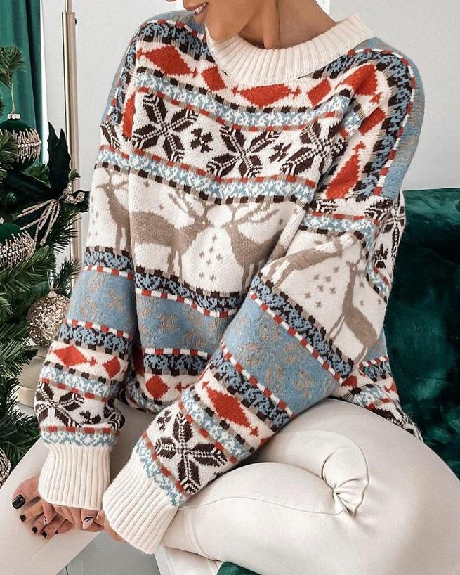 Vintage Christmas Jacquard Knit Sweater