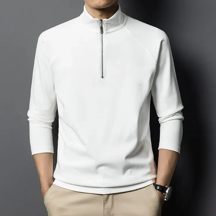 Dekziv 90S Fashion Men - Half Zipper Pullover Long Sleeve T-Shirt  