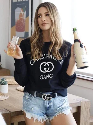 Champagne Gang Letter Sweatshirt Pullover