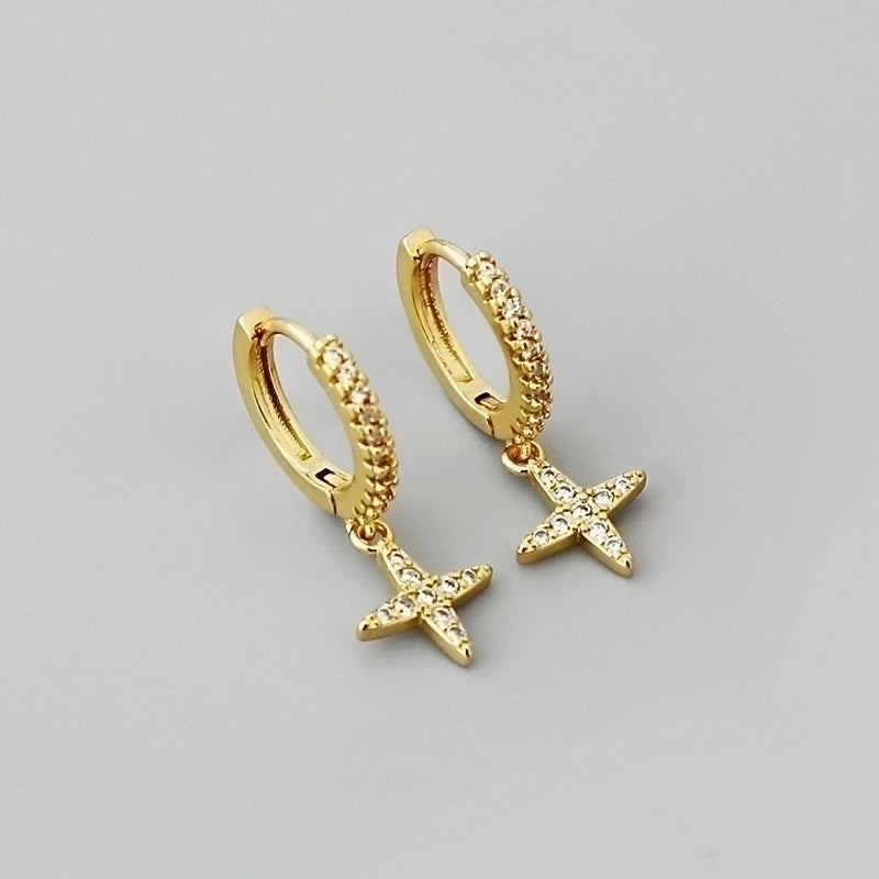 1 Pair Minimalist Geometric Plating Copper Drop Earrings