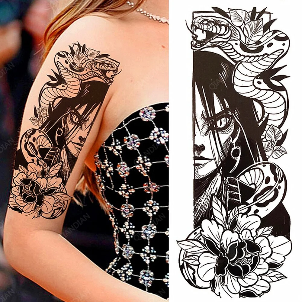 1pc Flower Women Waterproof Temporary Tattoos Fake Stickers Arm Sleeves Art Sexy Transfer Washable