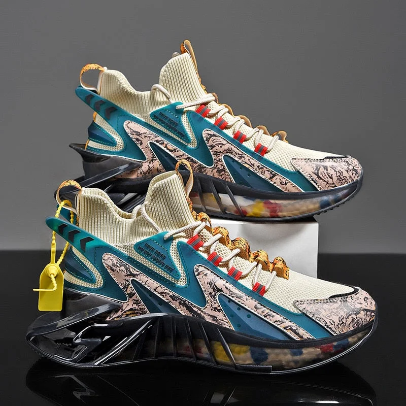 Men's Sneakers New Arrival Men's Blade Running Shoes Graffiti Sports Shoes Outdoor Training White Jogging Shoes Trendy Men Shoes