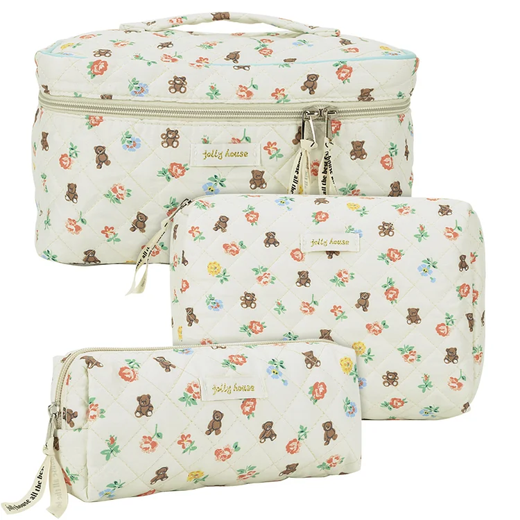 3PCS Travel Makeup Bag Multifunction Storage Women Toiletry Bags (Bear)