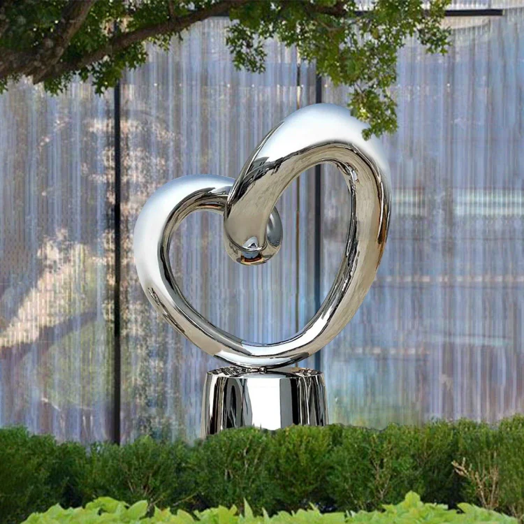 Sculptures for Sale Mirror Polished Stainless Steel Heart Sculpture