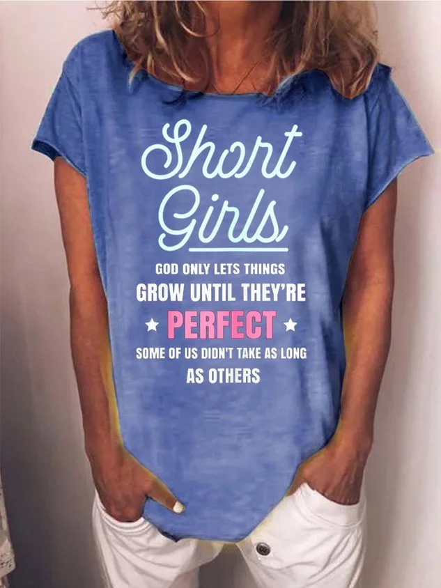 Women Short Girls Perfect Letters Crew Neck T-Shirt socialshop