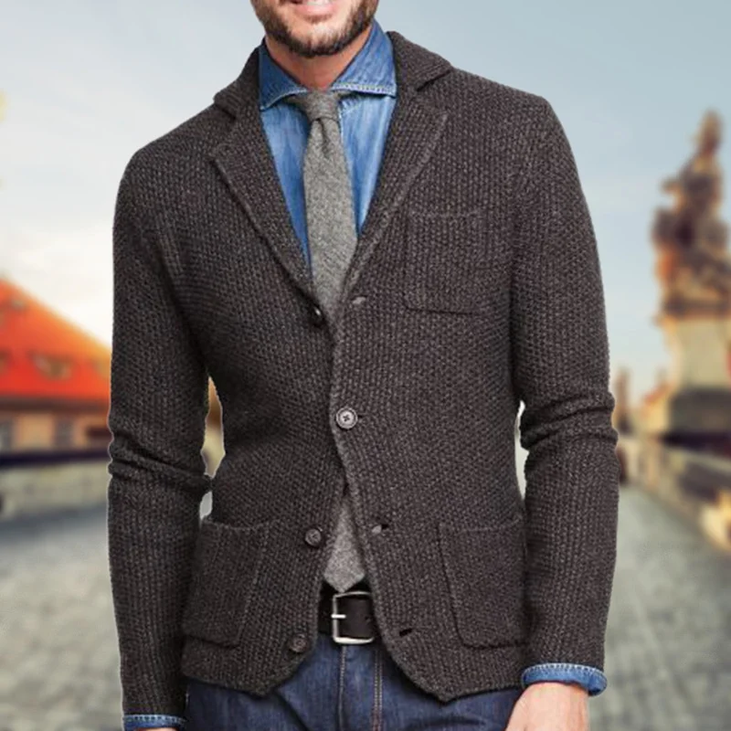 Men's Heavy Knit Single Breasted Blazer