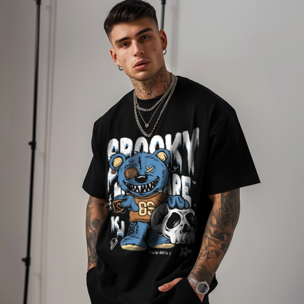 Grimace Bear Print Trendy T-shirt