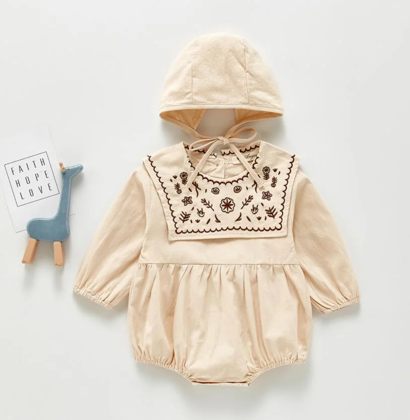 2pcs Baby Rompers+Hat 2019 Spring Newborn Infant Color Long Sleeve Jumpsuit Play Suit For Baby Girl Fashion Baby Girl Clothes