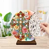 Flower Cross Diamond Painting Unique Wooden Rotating Calendar for Home Office