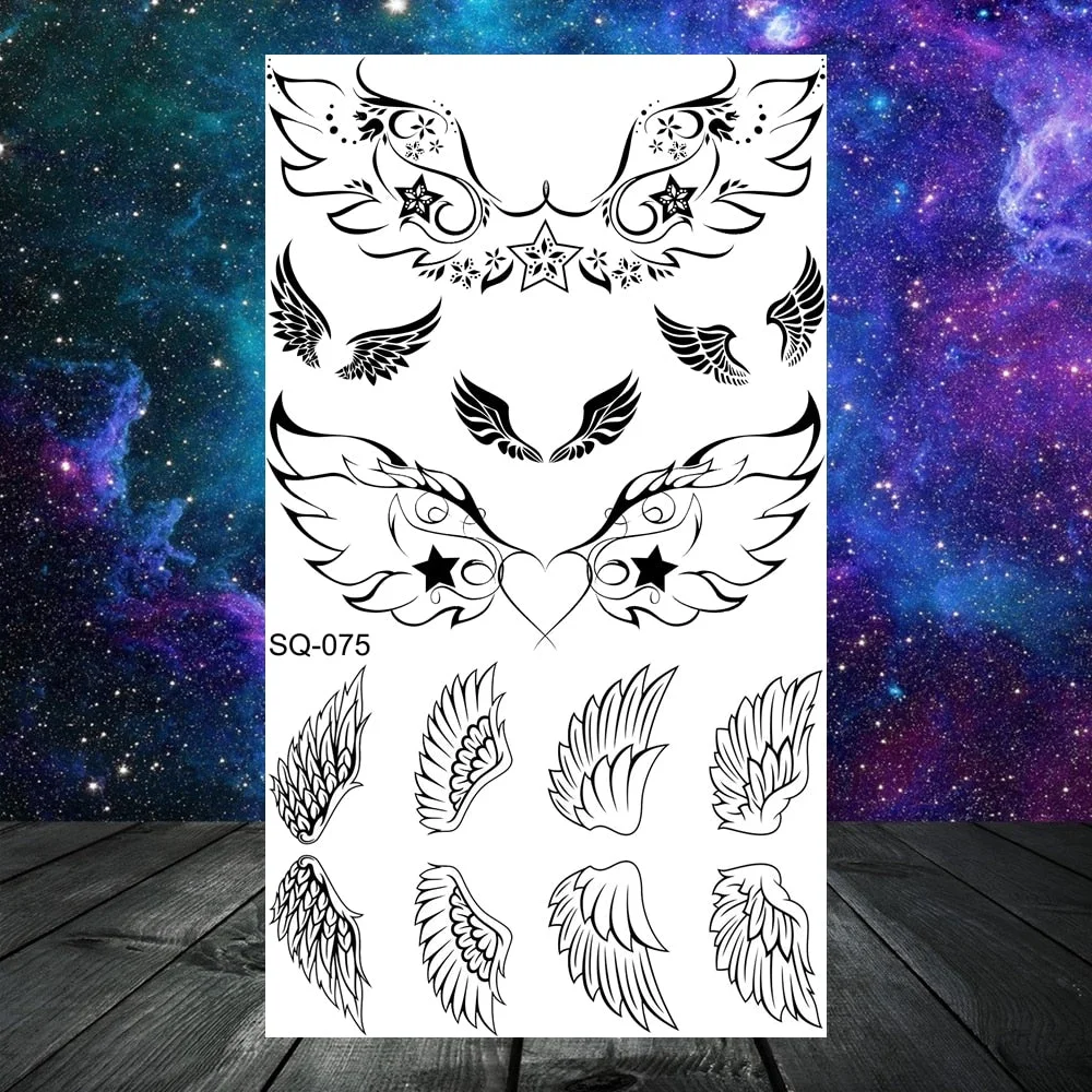 Astronaut Stars Moon Sun Temporary Tattoos For Women Kids Girl Butterfly Feather Letters Fake Tattoo Neck Arm Hands Small Tatoos