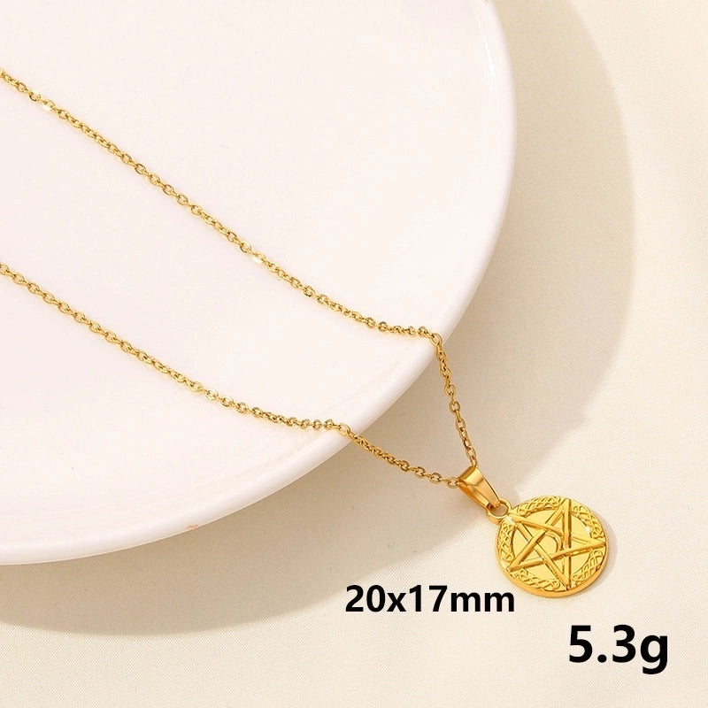 304 Stainless Steel Casual Minimalist Plating Sun Star Moon Pendant Necklace