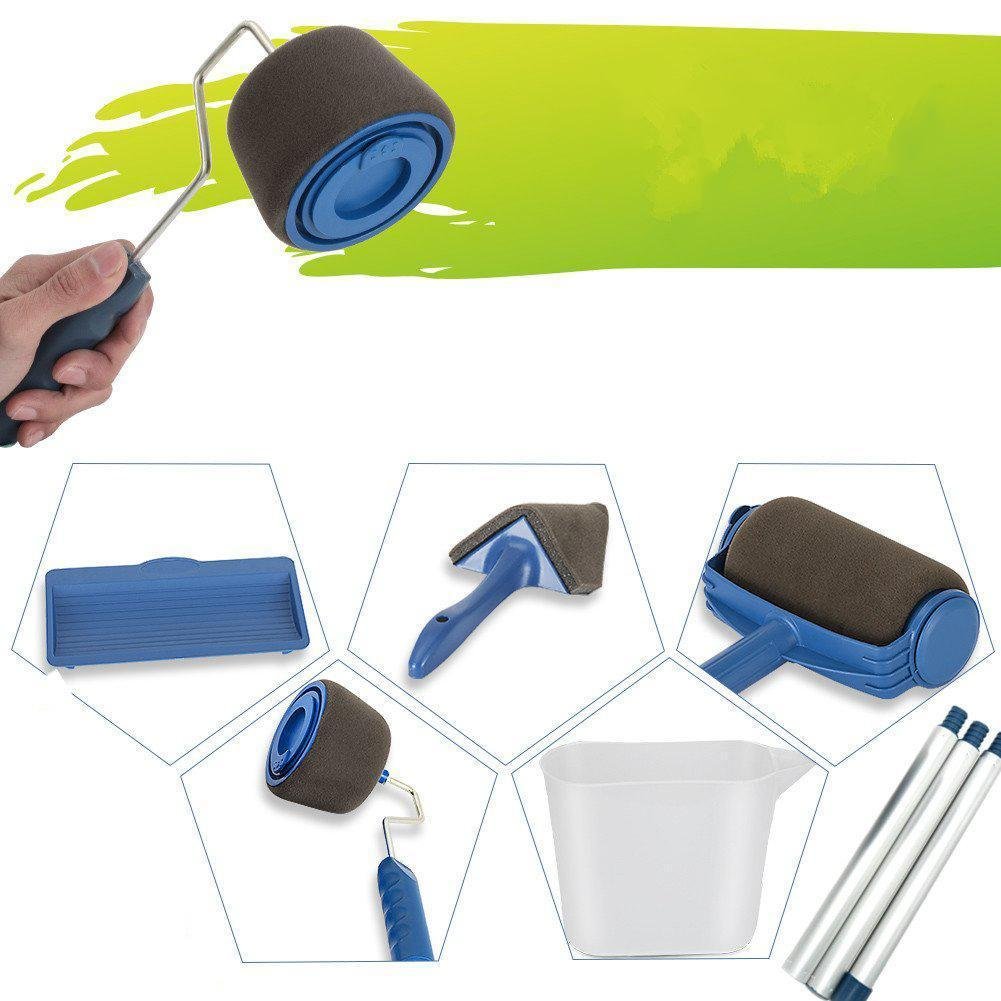 8 Pcs/Set Paint Roller Set with Sticks Paint Roller Pro Decorate Runner Tool Painting Brush Set