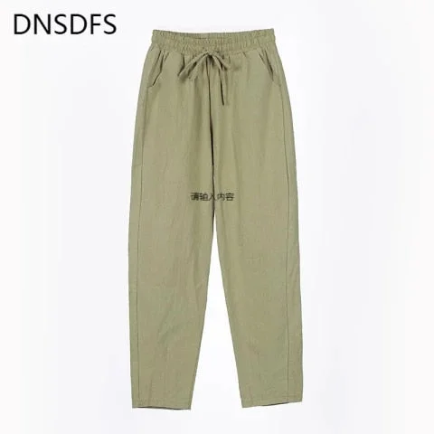pornhint Pornhint Women's Pants 2023 Autumn New Cotton Trousers Casual Harem Pants Loose Ankle Length Pure Color Pants Korean Ladies Leisure Pant