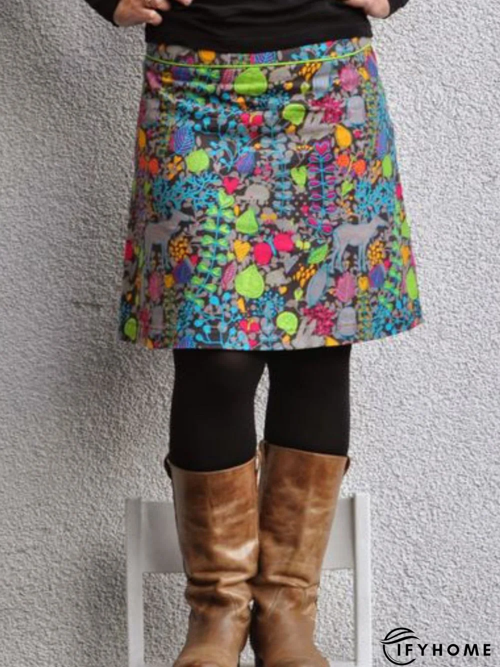 Multicolor Vintage Floral-Print Skirt | IFYHOME