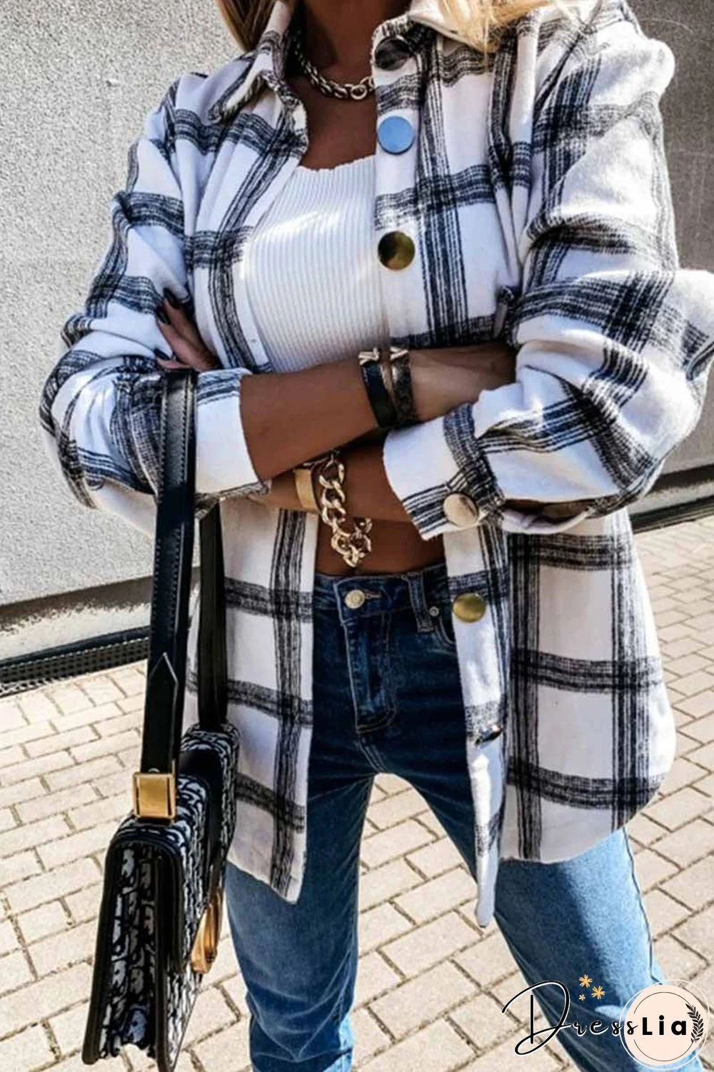 Loose Retro Plaid Coat